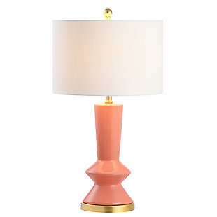 JONATHAN Y Ziggy 27" Ceramic/Iron Contemporary Glam LED Table Lamp, Coral/Brass Gold, Smoked Gray/White, large