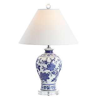 JONATHAN Y Song 21.5" Ceramic/Crystal Chinoiserie Floral LED Table Lamp, Blue/White, , large