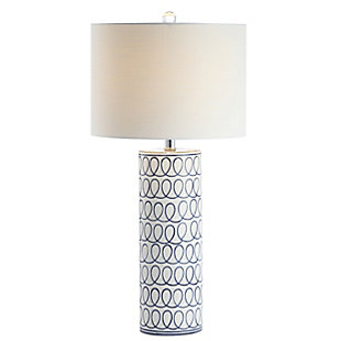 JONATHAN Y Loop 28.75" Ceramic Modern Column LED Table Lamp, Blue/White, , large