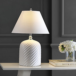 JONATHAN Y Serge Swirl 28.5" Ceramic Bohemian Glam LED Table Lamp, White, , rollover