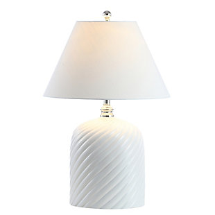 JONATHAN Y Serge Swirl 28.5" Ceramic Bohemian Glam LED Table Lamp, White, , large