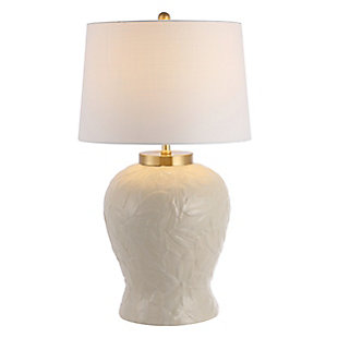 JONATHAN Y Regency Palm Leaf 31.5" Ceramic/Metal Bohemian Cottage LED Table Lamp, Cream, , large