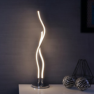 JONATHAN Y Cairo 26.25" LED Integrated Table Lamp, Chrome, , rollover