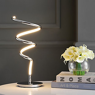 JONATHAN Y Scribble 19.75" Modern Dimmable Metal Integrated LED Table Lamp, Chrome, Chrome, rollover