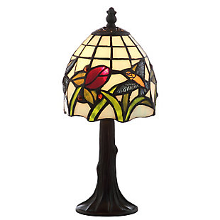 JONATHAN Y Hummingbird Tiffany-Style 12" LED Table Lamp, Bronze, , large
