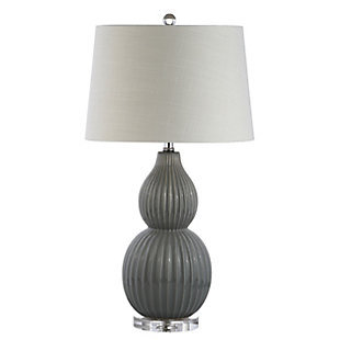 JONATHAN Y Thatcher 28.25" Ceramic LED Table Lamp, Gray, Clear/White, large