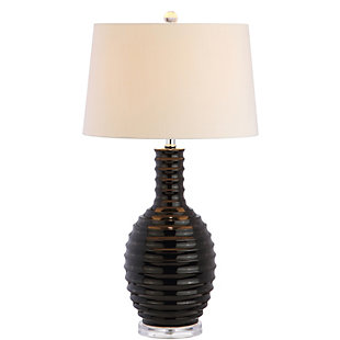 JONATHAN Y Dylan 29.5" Ceramic LED Table Lamp, Black, Clear/White, large