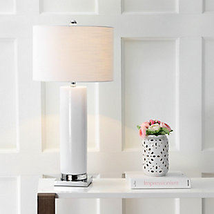 JONATHAN Y Dallas 31.5" Ceramic LED Table Lamp, White/Chrome, Clear/Brass Gold/White, rollover