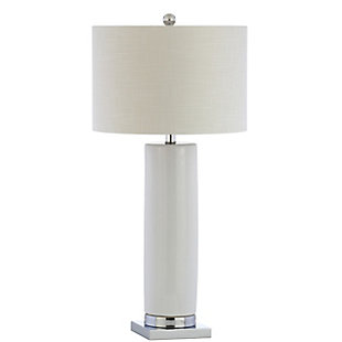 JONATHAN Y Dallas 31.5" Ceramic LED Table Lamp, White/Chrome, Clear/Brass Gold/White, large