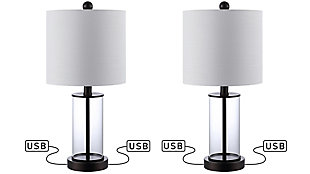 JONATHAN Y Abner USB Charging LED Table Lamp (Set of 2), White/Chrome, large