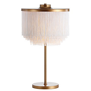 JONATHAN Y Coco 27.5" Fringed/Metal LED Table Lamp, Gold/White, , large