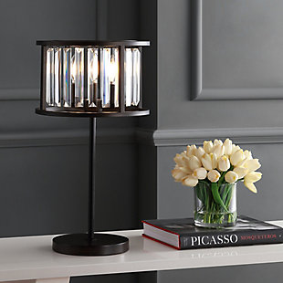 JONATHAN Y Bevin 21.5" Metal/Crystal LED Table Lamp, Oil Rubbed Bronze/Crystal, , rollover