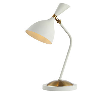 JONATHAN Y Albert 21.5" Iron Retro Mid-Century LED Table Lamp, White/Gold, Gray/White, large