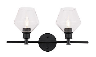 Gene 2 Light Black And Clear Glass Wall Sconce, Black/Clear, large