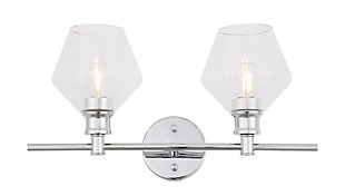 Gene 2 Light Chrome And Clear Glass Wall Sconce, Chrome/Clear, large