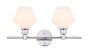 Gene 2 Light Chrome And Frosted White Glass Wall Sconce, Chrome/Frosted White, large