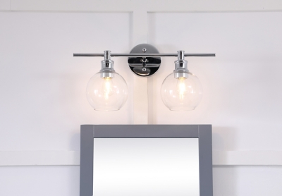 Collier 2 Light Chrome And Clear Glass Wall Sconce, Chrome/Clear, rollover
