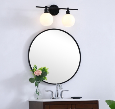 Collier 2 Light Black And Frosted White Glass Wall Sconce, Black/Frosted White, rollover