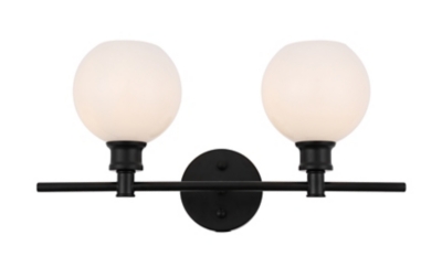 Collier 2 Light Black And Frosted White Glass Wall Sconce, Black/Frosted White, large
