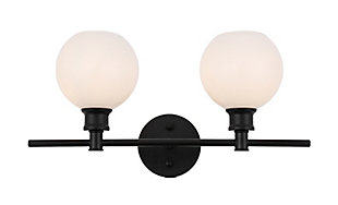 Collier 2 Light Black And Frosted White Glass Wall Sconce, Black/Frosted White, large