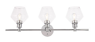 Gene 3 Light Chrome And Clear Glass Wall Sconce, Chrome/Clear, large