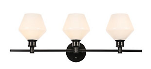 Your guests are sure to admire the beautiful simplicity of shape and form in this sconce from the Gene Collection. It can be oriented facing up or down to illuminate a room. The light, with rhombus-shaped glass shades, is perfect for enhancing your bathroom, foyer or hallway in a sleek contemporary style.Made of glass and metal | Rhombus-shaped shades | Clean, sleek lines and minimalistic design; versatile fit for any aesthetic | 3 lights illuminate downward or upward | Easily mounted on wall | Uses 3 E26 bulbs (sold separately); compatible with LED bulbs | Dimmable | No assembly required | Imported
