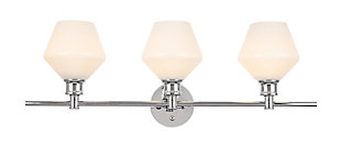 Gene 3 Light Chrome And Frosted White Glass Wall Sconce, Chrome/Frosted White, large