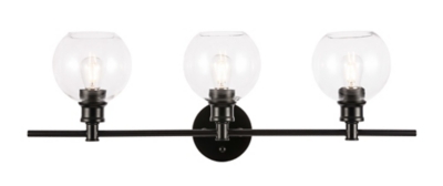 Collier 3 Light Black And Clear Glass Wall Sconce, Black/Clear, large