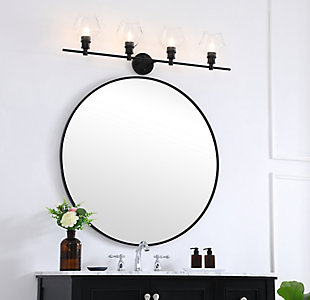 Gene 4 Light Black And Clear Glass Wall Sconce, Black/Clear, rollover