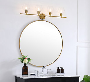 Gene 4 Light Brass And Clear Glass Wall Sconce, Brass/Clear, rollover
