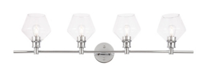 Gene 4 Light Chrome And Clear Glass Wall Sconce, Chrome/Clear, large