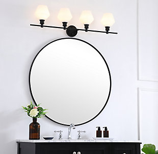 Gene 4 Light Black And Frosted White Glass Wall Sconce, Black/Frosted White, rollover