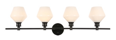 Gene 4 Light Black And Frosted White Glass Wall Sconce, Black/Frosted White, large