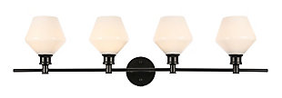 Gene 4 Light Black And Frosted White Glass Wall Sconce, Black/Frosted White, large