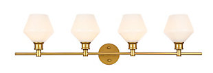 Gene 4 Light Brass And Frosted White Glass Wall Sconce, Brass/Frosted White, large
