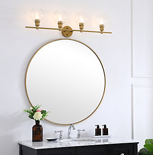 Collier 4 Light Brass And Clear Glass Wall Sconce, Brass/Clear, rollover