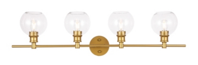 Collier 4 Light Brass And Clear Glass Wall Sconce, Brass/Clear, large
