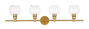 Collier 4 Light Brass And Clear Glass Wall Sconce, Brass/Clear, large