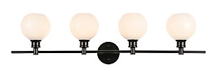 Collier 4 Light Black And Frosted White Glass Wall Sconce, Black/Frosted White, large