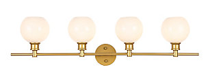 Collier 4 Light Brass And Frosted White Glass Wall Sconce, Brass/Frosted White, large
