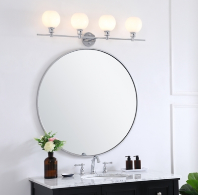 Collier 4 Light Chrome And Frosted White Glass Wall Sconce, Chrome/Frosted White, rollover