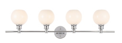 Collier 4 Light Chrome And Frosted White Glass Wall Sconce, Chrome/Frosted White, large