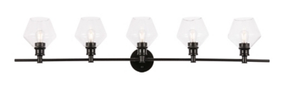 Gene 5 Light Black And Clear Glass Wall Sconce, Black/Clear, large
