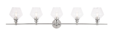 Gene 5 Light Chrome And Clear Glass Wall Sconce, Chrome, large