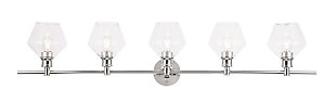 Gene 5 Light Chrome And Clear Glass Wall Sconce, Chrome, rollover