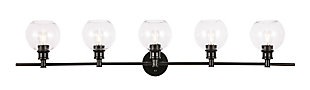Collier 5 Light Black And Clear Glass Wall Sconce, Black/Clear, large