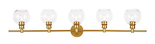 Collier 5 Light Brass And Clear Glass Wall Sconce, Brass/Clear, large