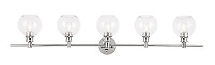 Collier 5 Light Chrome And Clear Glass Wall Sconce, Chrome, rollover