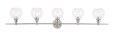 Collier 5 Light Chrome And Clear Glass Wall Sconce, Chrome, large