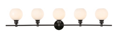 Collier 5 Light Black And Frosted White Glass Wall Sconce, Black, rollover